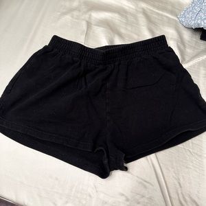 Black Slit Side Track Shorts